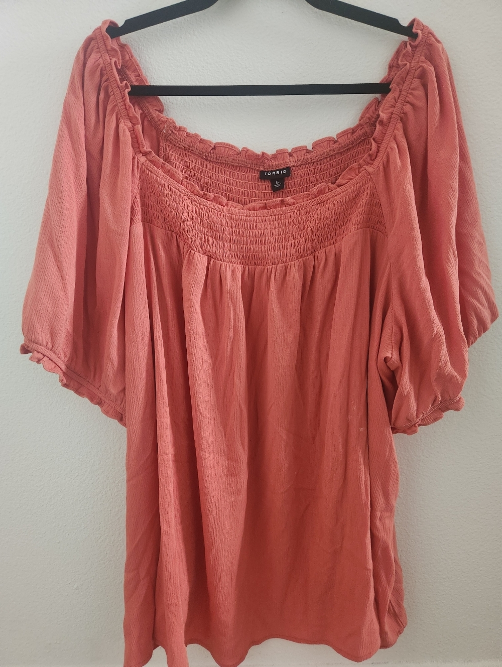 Torrid Coral Ruffle Sleeve Blouse